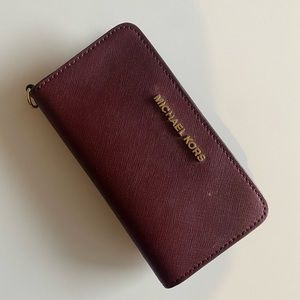 Michael Kors Burgundy Jetset Slim Snap Wallet